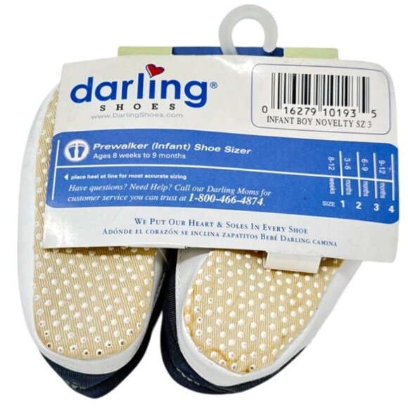 Darling Infant Prewalker Shoes Size 3 Boy Navy & White - Picture 5 of 5